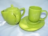 Dignity by Wade Ceramics - Green 3 Piece Tea Set for One - 2 Handled Teapot - Handled Mug - Saucer