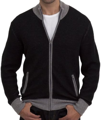 CASHMERE BLEND FULL ZIP SWEATER. MADE IN ITALY. M13-GREY-XL