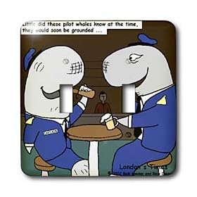 Rich Diesslins Funny Animals Cartoons - Grounded Pilot Whales - Light Switch Covers - double toggle switch