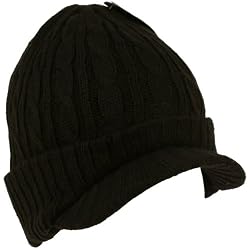 Winter 2ply Cable Knit Jeep Beanie Viisor Skull Newsboy Cabbie Ski Hat Cap Black