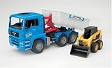 Review Bruder 02745 / Bruder 02745 MAN Tipping Container Truck with CAT Skid Steer Loader