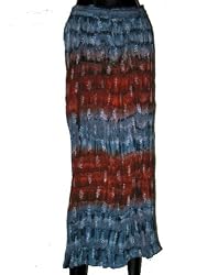 Bollywood Skirt Blue Maroon Jaipur Printed Boho Skirt for Women 38 Inch