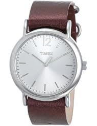 Timex Womens T2P3419J Weekender Metallic Oxblood Slip-Thru Leather Strap Watch