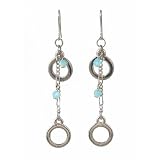Earrings - E444 - Long Circle Dangle with Swarovski (tm) Crystal Beads ~ Pacific Opal AB