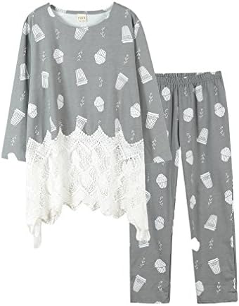 Women Pajamas Sets Ladies Nightgowns Sleepwear Tracksuits Nightwear (Grey)