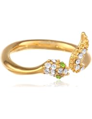KARA by Kara Ross Crystal Snake Band, Gold with White and Green Crystals Ring, Size 10