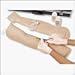 This lifelike arm has palpable veins that can be injected with a syringe or IV drip in the antecubital fossa, the forearm, and the back of the hand. Removable skin will take many punctures and may be washed with soap and water. Includes carrying case.