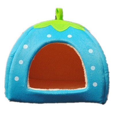 Leegoal Strawberry Small Cotton Soft Dog Cat Pet Bed House (Blue, XL)