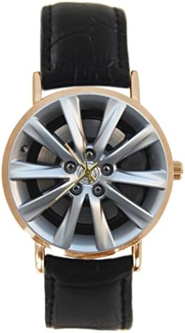 Lexus IS250 Rim Custom Fashionable Round Golden Case Leather Band Wrist Watch From TongSeng