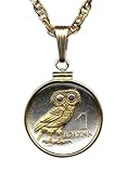 Gorgeous 2 toned 24k Gold on Sterling Silver World Coin Necklaces in Gold Filled Bezels Greek 1 Drachma Owl (U.S. nickel size) 18 chain 41rjxwRjOQL. SL160 Gorgeous 2 toned 24k Gold on Sterling Silver World Coin Necklaces in Gold Filled Bezels Greek 1 Drachma Owl (U.S. nickel size) 18 chain