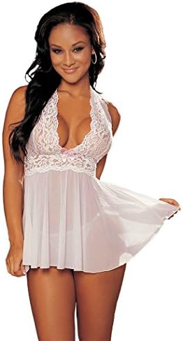 Wellsextoys New Lady Chemise Lingerie Set Nightclub Dress Sexy Nightdress Sleepwear (White)