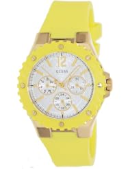 GUESS Womens U0149L2 Yellow and Gold-Tone Feminine Sport Watch