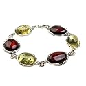 Sterling Silver Cherry-Caribbean Amber Drop Bracelet