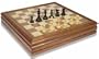British Staunton in Ebonized Boxwood Chess & Backgammon Case - 3" King