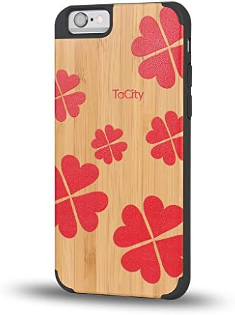 iPhone 6 Case,TaCity® Style 5 Natural Bamboo Case for iPhone 6-Traveler Wooden Cover+9H Tempered Glass Screen Protector