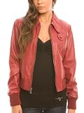 GUESS Liza Leather Jacket, RED SEA B508 (S)