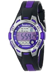 Armitron Womens 45/7030PUR Purple Accented Black Resin Strap Digital Chronograph Sport Watch
