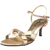 Annie Shoes Women's Engagement Ankle-Strap Sandal,Gold Satin,13 W US