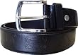 Black Imitation Leather Mens Belt Embossed with "USA", Silvertone Buckle