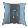 Handmade Deluxe Two-Tone Cushion Cover / Pillow Sham In Silver-Blue And Dark Green