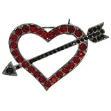 2 Wide Heart And Arrow Pin In Red with Black Finish