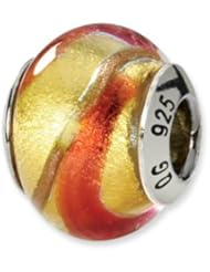 Yellow, Gold and Orange, Murano Glass Charm for 3mm Bracelets