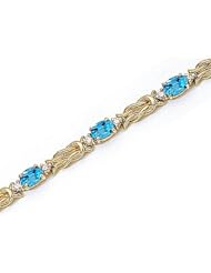 14kt Yellow Gold Oval Blue Topaz and Diamond Bracelet