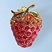 Strawberry Pin Brooch 24K Gold Swarovski Crystals Jewelry Red , $1 Shipping! ...