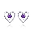 Sterling Silver Amethyst Heart Earrings