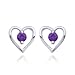 Sterling Silver Amethyst Heart Earrings