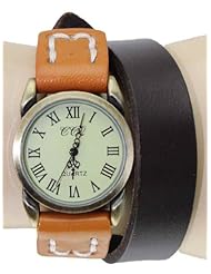 R.M. Fashion Lady Weave Leather Wrap Around Bracelet Watch,U24 (Brown)