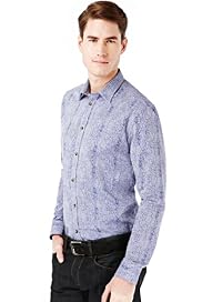 Autograph Luxury Pure Cotton Slim Fit Scratch Print Shirt