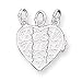 Sterling Silver Best Friends 3-piece Break-apart Heart Charm that You Break Apart into 3 Pieces