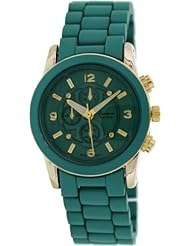 Geneva Platinum Womens 9272.TEAL.AGOLD Green Plastic Quartz Watch with Green Dial