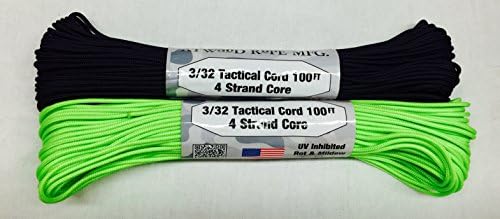 2 Piece Set - 100' 275 Tactical Cord (Black, Neon Green)