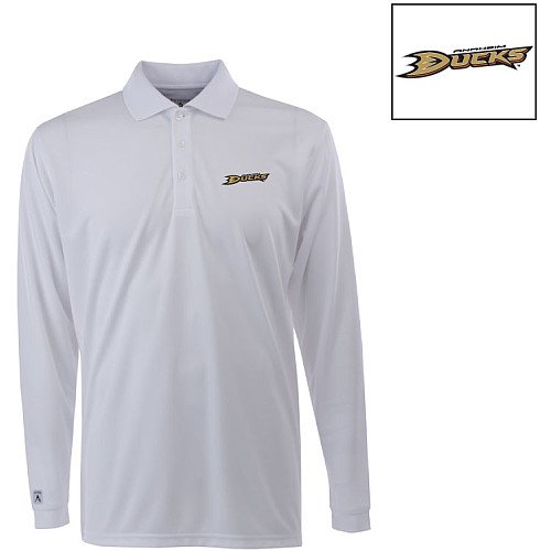 Antigua Anaheim Ducks Long Sleeve Exceed Polo Shirt Large