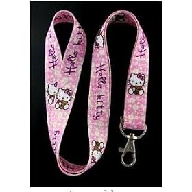 Hello Kitty Lanyard With Teddy Bear and Pink Dots Keychain Holder