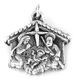 Sterling Silver Christmas Manger Charm by Bob Siemon