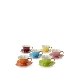 Yedi Houseware Inside Out Heart Cups and Saucers, Set of 6