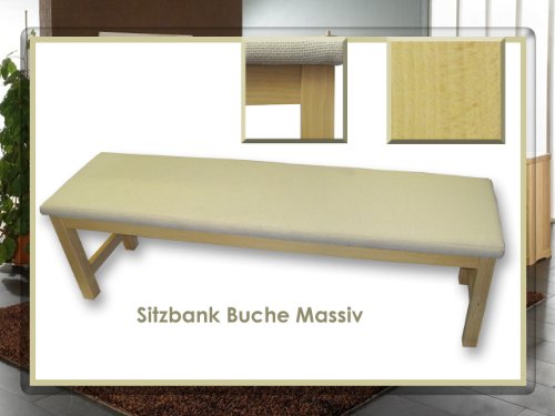 Sitzbank Riverside 180cm elfenbein Buche Massiv!! Echtholz Bank mit Polster Küchenbank