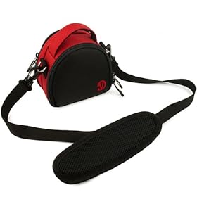 Red VG Mini Laurel Compact Nylon Carrying Pouch with Removable Shoulder Strap for Fujifilm FinePix Z110 Point & Shoot Digital Camera