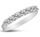 2mm Solid 14k White OR Yellow Gold Round Cut Highest Quality CZ Cubic Zirconia Womens Ladies Classic Traditional Wedding Band Ring (1.0 cttw.) - Available in all ring sizes 4 - 13