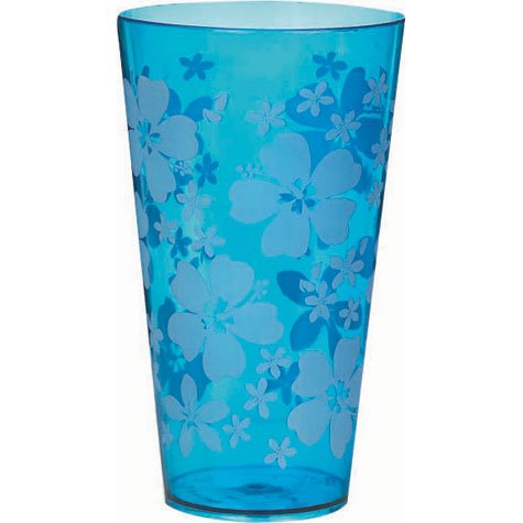 Blue Plastic 20oz Hibiscus Tumbler