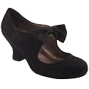Womens Black Suede Front Bow Shoes