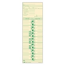 TOPS Time Cards, 3.5 x 10.5 Inch, Green Ink Front, Weekly Format, 100-Pack, Manila (12533)