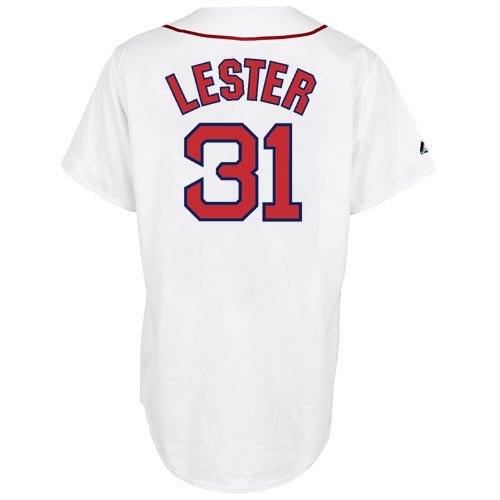 MLB Men's Boston Red Sox Jon Lester White Home Short Sleeve 6 Button Synthetic Replica Baseball Jersey Big & Tall Spring 2012  (White, XXXX-Large)