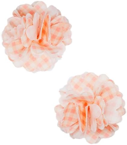 via cacao Hair Clip Pom-Pom Gingham Set, Peach