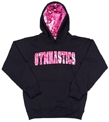 Girls Sweatshirt Gymnastics Hawaiian Hoodie Black With Pink