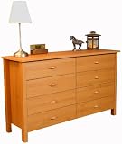 Affordable Oak 8 Drawer Double Dresser Venture Horizon 3117-Oak