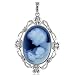 14K White Gold New Arrival Oval Cameo Pendant with Diamond Accented Frame